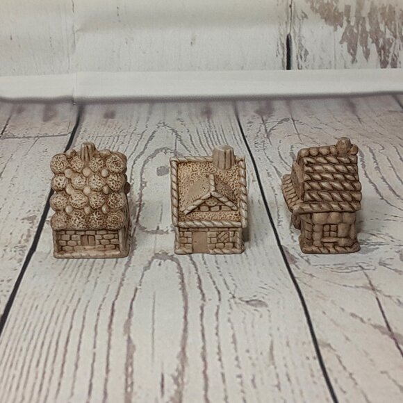 Miniature Village Figurine 16pc Set Ceramic Building Tree People Train Cat Dog - Picture 9 of 16